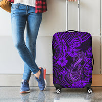 Hawaii Fish Hook Luggage Cover Hibiscus Hawaii Tribal Tattoo Purple Version - Wonder Print Shop