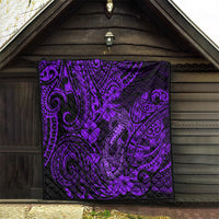 Hawaii Fish Hook Quilt Hibiscus Hawaii Tribal Tattoo Purple Version - Wonder Print Shop