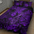 Hawaii Fish Hook Quilt Bed Set Hibiscus Hawaii Tribal Tattoo Purple Version - Wonder Print Shop