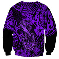 Hawaii Fish Hook Sweatshirt Hibiscus Hawaii Tribal Tattoo Purple Version - Wonder Print Shop