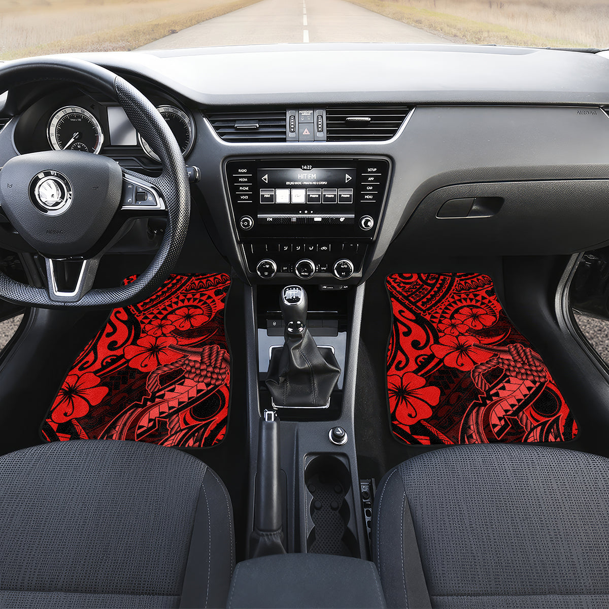 Hawaii Fish Hook Car Mats Hibiscus Hawaii Tribal Tattoo Red Version - Wonder Print Shop