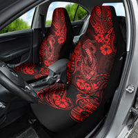 Hawaii Fish Hook Car Seat Cover Hibiscus Hawaii Tribal Tattoo Red Version - Wonder Print Shop