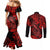 hawaii-fish-hook-couples-matching-mermaid-dress-and-long-sleeve-button-shirts-hibiscus-hawaii-tribal-tattoo-red-version