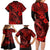 Hawaii Fish Hook Family Matching Long Sleeve Bodycon Dress and Hawaiian Shirt Hibiscus Hawaii Tribal Tattoo Red Version - Wonder Print Shop