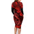 Hawaii Fish Hook Family Matching Long Sleeve Bodycon Dress and Hawaiian Shirt Hibiscus Hawaii Tribal Tattoo Red Version - Wonder Print Shop