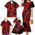 Hawaii Fish Hook Family Matching Mermaid Dress and Hawaiian Shirt Hibiscus Hawaii Tribal Tattoo Red Version - Wonder Print Shop