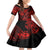 Hawaii Fish Hook Family Matching Off Shoulder Short Dress and Hawaiian Shirt Hibiscus Hawaii Tribal Tattoo Red Version - Wonder Print Shop
