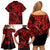 Hawaii Fish Hook Family Matching Off Shoulder Short Dress and Hawaiian Shirt Hibiscus Hawaii Tribal Tattoo Red Version - Wonder Print Shop