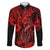 Hawaii Fish Hook Family Matching Puletasi Dress and Hawaiian Shirt Hibiscus Hawaii Tribal Tattoo Red Version - Wonder Print Shop