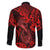 Hawaii Fish Hook Family Matching Puletasi Dress and Hawaiian Shirt Hibiscus Hawaii Tribal Tattoo Red Version - Wonder Print Shop