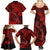 Hawaii Fish Hook Family Matching Summer Maxi Dress and Hawaiian Shirt Hibiscus Hawaii Tribal Tattoo Red Version - Wonder Print Shop