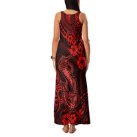 Hawaii Fish Hook Family Matching Tank Maxi Dress and Hawaiian Shirt Hibiscus Hawaii Tribal Tattoo Red Version - Wonder Print Shop
