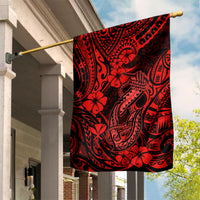 Hawaii Fish Hook Garden Flag Hibiscus Hawaii Tribal Tattoo Red Version - Wonder Print Shop