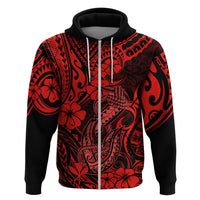 Hawaii Fish Hook Hoodie Hibiscus Hawaii Tribal Tattoo Red Version - Wonder Print Shop