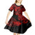 Hawaii Fish Hook Kid Short Sleeve Dress Hibiscus Hawaii Tribal Tattoo Red Version - Wonder Print Shop