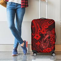 Hawaii Fish Hook Luggage Cover Hibiscus Hawaii Tribal Tattoo Red Version - Wonder Print Shop