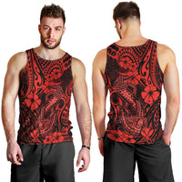 Hawaii Fish Hook Men Tank Top Hibiscus Hawaii Tribal Tattoo Red Version - Wonder Print Shop