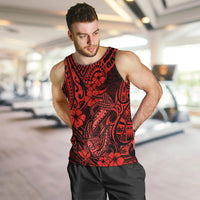 Hawaii Fish Hook Men Tank Top Hibiscus Hawaii Tribal Tattoo Red Version - Wonder Print Shop