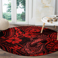 hawaii-fish-hook-round-carpet-hibiscus-hawaii-tribal-tattoo-red-version