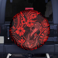 Hawaii Fish Hook Spare Tire Cover Hibiscus Hawaii Tribal Tattoo Red Version - Wonder Print Shop