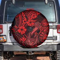 Hawaii Fish Hook Spare Tire Cover Hibiscus Hawaii Tribal Tattoo Red Version - Wonder Print Shop