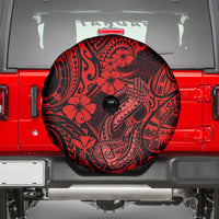 Hawaii Fish Hook Spare Tire Cover Hibiscus Hawaii Tribal Tattoo Red Version - Wonder Print Shop