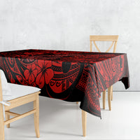 Hawaii Fish Hook Tablecloth Hibiscus Hawaii Tribal Tattoo Red Version - Wonder Print Shop
