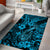 Hawaii Fish Hook Area Rug Hibiscus Hawaii Tribal Tattoo Sky Blue Version - Wonder Print Shop
