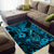 Hawaii Fish Hook Area Rug Hibiscus Hawaii Tribal Tattoo Sky Blue Version - Wonder Print Shop