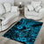 Hawaii Fish Hook Area Rug Hibiscus Hawaii Tribal Tattoo Sky Blue Version - Wonder Print Shop