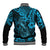 Hawaii Fish Hook Baseball Jacket Hibiscus Hawaii Tribal Tattoo Sky Blue Version - Wonder Print Shop