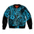 Hawaii Fish Hook Bomber Jacket Hibiscus Hawaii Tribal Tattoo Sky Blue Version - Wonder Print Shop