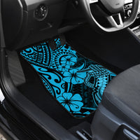 Hawaii Fish Hook Car Mats Hibiscus Hawaii Tribal Tattoo Sky Blue Version - Wonder Print Shop