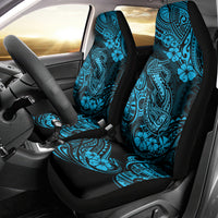 Hawaii Fish Hook Car Seat Cover Hibiscus Hawaii Tribal Tattoo Sky Blue Version - Wonder Print Shop