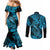 hawaii-fish-hook-couples-matching-mermaid-dress-and-long-sleeve-button-shirts-hibiscus-hawaii-tribal-tattoo-sky-blue-version