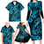 Hawaii Fish Hook Family Matching Long Sleeve Bodycon Dress and Hawaiian Shirt Hibiscus Hawaii Tribal Tattoo Sky Blue Version - Wonder Print Shop