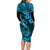 Hawaii Fish Hook Family Matching Long Sleeve Bodycon Dress and Hawaiian Shirt Hibiscus Hawaii Tribal Tattoo Sky Blue Version - Wonder Print Shop