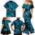 Hawaii Fish Hook Family Matching Mermaid Dress and Hawaiian Shirt Hibiscus Hawaii Tribal Tattoo Sky Blue Version - Wonder Print Shop
