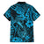 Hawaii Fish Hook Family Matching Off Shoulder Short Dress and Hawaiian Shirt Hibiscus Hawaii Tribal Tattoo Sky Blue Version - Wonder Print Shop