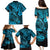 Hawaii Fish Hook Family Matching Puletasi Dress and Hawaiian Shirt Hibiscus Hawaii Tribal Tattoo Sky Blue Version - Wonder Print Shop