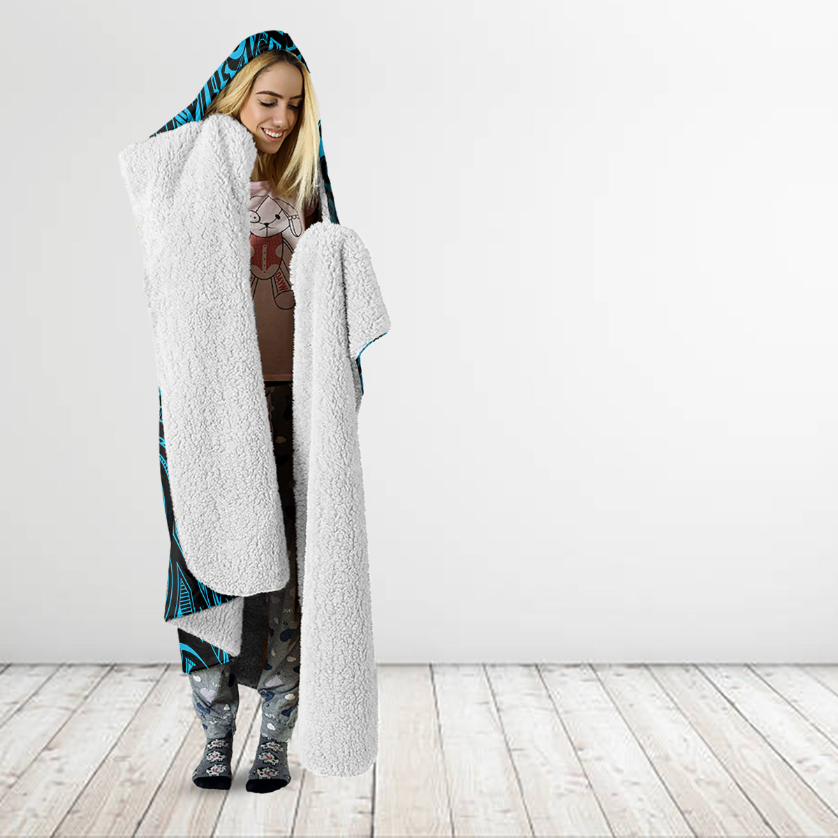 hawaii-fish-hook-hooded-blanket-hibiscus-hawaii-tribal-tattoo-sky-blue-version