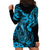 Hawaii Fish Hook Hoodie Dress Hibiscus Hawaii Tribal Tattoo Sky Blue Version - Wonder Print Shop