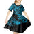 Hawaii Fish Hook Kid Short Sleeve Dress Hibiscus Hawaii Tribal Tattoo Sky Blue Version - Wonder Print Shop