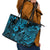 Hawaii Fish Hook Leather Tote Bag Hibiscus Hawaii Tribal Tattoo Sky Blue Version - Wonder Print Shop