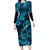 Hawaii Fish Hook Long Sleeve Bodycon Dress Hibiscus Hawaii Tribal Tattoo Sky Blue Version - Wonder Print Shop