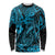 Hawaii Fish Hook Long Sleeve Shirt Hibiscus Hawaii Tribal Tattoo Sky Blue Version - Wonder Print Shop