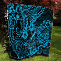 Hawaii Fish Hook Quilt Hibiscus Hawaii Tribal Tattoo Sky Blue Version - Wonder Print Shop