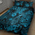 Hawaii Fish Hook Quilt Bed Set Hibiscus Hawaii Tribal Tattoo Sky Blue Version - Wonder Print Shop