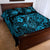 Hawaii Fish Hook Quilt Bed Set Hibiscus Hawaii Tribal Tattoo Sky Blue Version - Wonder Print Shop