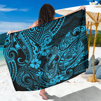 Hawaii Fish Hook Sarong Hibiscus Hawaii Tribal Tattoo Sky Blue Version - Wonder Print Shop